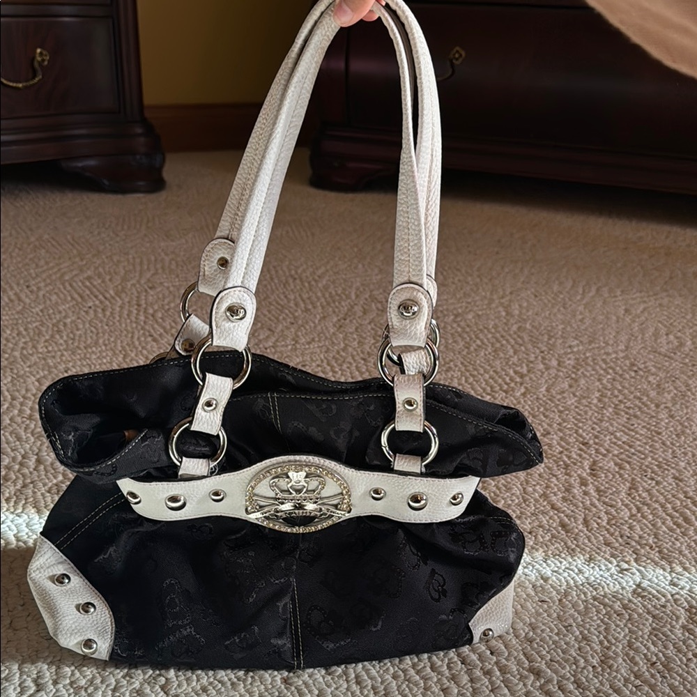2000s goth scene MySpace Black and White bag